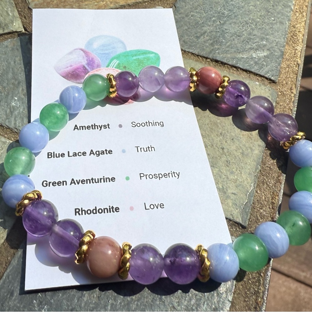 Evolvemala Amethyst and Green Aventurine Serene bracelet size large